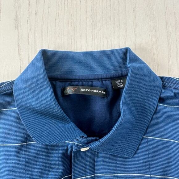 Greg Norman Blue Striped Long Sleeve Polo NWT - Picture 5 of 6